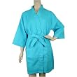 Aqua Turquoise Waffle Weave belted shortie travel spa bathrobe robe
