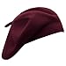 French Beret Hat,Reversible Solid Color Cashmere Beret Cap for Womens Girls Lady Adults (Burgundy1)
