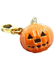 Authentic Juicy Couture - Orange Enamel Jack-O-Lantern Pumpkin (Eat Candy) - Gold Plated Charm