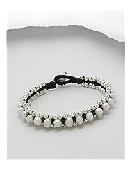 Cotton Waxed Thread Fresh Water Pearl Bracelet In White Base