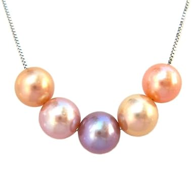 HinsonGayle AAA Round 8.0-8.5mm Exotic Metallic Naturally Multicolored Cultured Pearl Necklace (18K White Gold)
