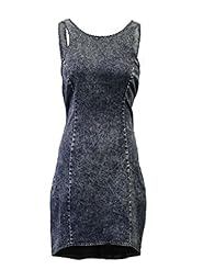 Denim High-Low-Hem Sleeveless Fitted  Dress