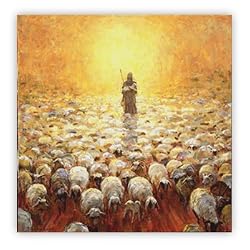 Christian Art Painting, The Shepherd, 24 X 24 " Print (Frame Not Included)