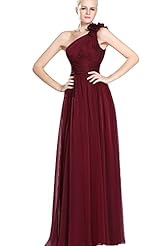 Floor Length One Shoulder Chiffon Evening Dress/Mother-of-the-Bride Dress 