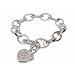 Eve's Addiction Pave CZ Link Heart Locket Silver Bracelet
