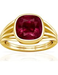 14K Yellow Gold Cushion Cut Ruby Womens Astrological Ring