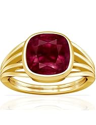 18K Yellow Gold Cushion Cut Ruby Womens Astrological Ring