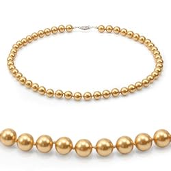 Genuine Swarovski Crystal Pearl Necklace- Gold (8mm)