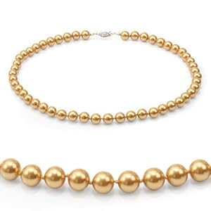 Genuine Swarovski Crystal Pearl Necklace- Gold (8mm)