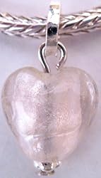 Silver Plated Dangle Fits Pandora Lt. Pink Glass Heart Pendant (3)