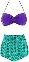 Imilan Women Mermaid Plus Size Bikini Sets Padded High Waist Swimsuit Swimwear