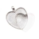 Silver Plated Heart Bezel With Glass Heart Cabochon 25mm - Pendant Kit