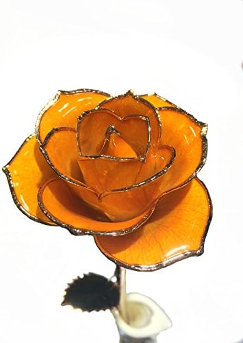 Orange - 24k Gold Dipped Long Stem Genuine Rose In Gift Box