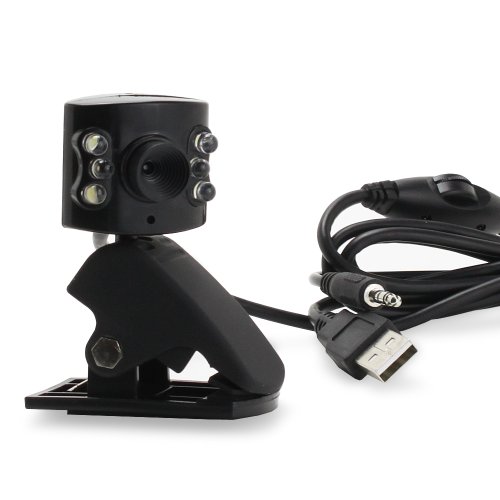 Fosmon USB 6 LED PC Webcam with Mic for PC Notebook Laptop - Black