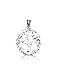 Bling Jewelry Sterling Silver Aum Etched Open Om Medallion Yoga Pendant