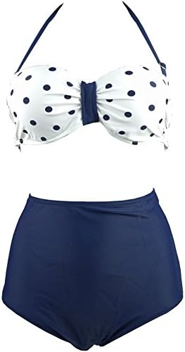 Retro 50s Polka Dot Vintage High Waisted Bikini Swimwear Swimsuit(FBA)