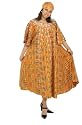 Kente Cloth Pattern Umbrella Dress with Head Wrap - One Size Fits Most
