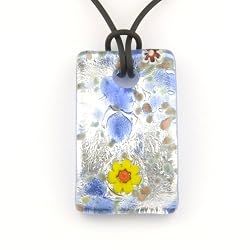 Rectangle Silver Foil Pendant - Camilla Blue/Silver Style2