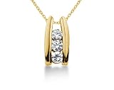 0.80CTW Bar Set Diamond Three Stone Pendant in 14k Yellow Gold