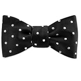 Black with White Dots Freestyle Bowtie by Principessa - Black Silk