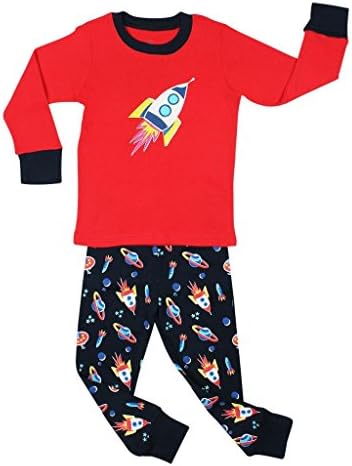 Elowel Boys "Rocket" 2 Piece Pajama Set 100% Cotton - Infant, Toddler & Kids