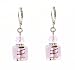 Earrings - E285 - Murano Style Glass - Cube ~ Pink