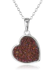 Sterling Silver Druzy Heart Pendant Necklace, 18"
