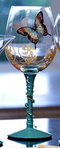 Butterfly White Wine Glass with Beaded Stem