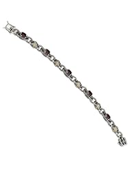 Sterling Silver w/14k Gold 5.71Rhodilite Garnet Bracelet