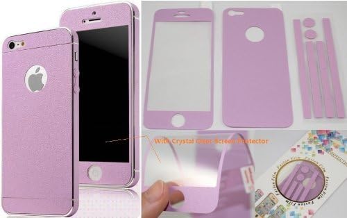 TCD iPhone 4 4S Lavender Full Body Leather Skin Film With Clear Screen Protector