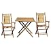 3 Piece Bistro Set with Square Bamboo Table