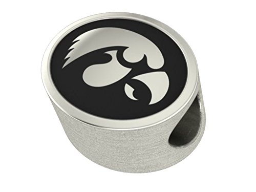 Iowa Hawkeyes Sterling Silver Antiqued Bead Fits Most European Style Bracelets