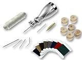 Profi Nähahle Komplett-Set - Handnähwerkzeug aus Metall, inkl. 6 Nähnadeln, Nähgarn, Ersatzgarn, Nähschiffchen, Ersatzspulen