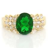 10K SOLID YELLOW GOLD EMERALD- GREEN CZ RING JEWELRY