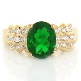 Buy 10K SOLID YELLOW GOLD EMERALD- GREEN CZ RING JEWELRY