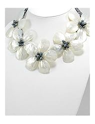 Tahiti (Dyed) Flower Mother of Pearls Necklace In 92.5 Sterling Silver