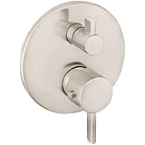 Hansgrohe 04231820 S Thermostatic Trim With Volume Control And Diverter, Brushed Nickel