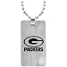 Team Titanium Green bay Packers Steel Dog Tag with Cubic Zirconia Insert