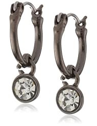 Nine West "Crystal Ball" Hematite-Tone Crystal Drop Off Hoop Earrings