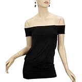 Seamless Tunic Off-Shoulder Top Black