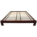 Plain Well Made Built Best Design Style - Walnut Dark Brown Zen Simple Wood Platform Bed - Cal. King