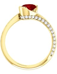 14K Yellow Gold 7.00x5.00mm Oval Cut Chatham Created Ruby and Diamond Ring -- LIFETIME WARRANTY