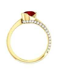 18K Yellow Gold 7.00x5.00mm Oval Cut Chatham Created Ruby and Diamond Ring -- LIFETIME WARRANTY