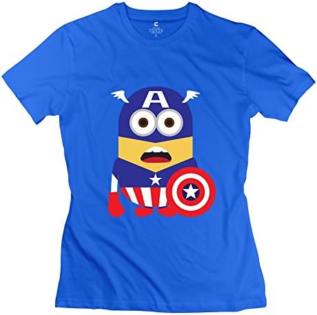 StaBe Female Captain America Minions T-Shirt 100% Cotton Swag M RoyalBlue
