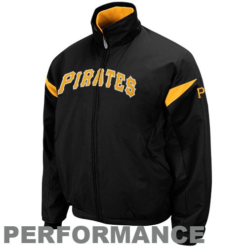 MLB Majestic Pittsburgh Pirates Black Therma Base Triple Peak Premier Full Zip Jacket