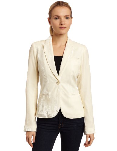 Lucky Brand Womens Ivy Velvet Blazer, Pearly White, Large
