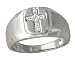 Mens Cross Diamond Ring 14K White Gold
