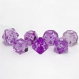 Amethyst (Purple) Polyhedral Precision-Edge 7-Dice Set, Hand-inked