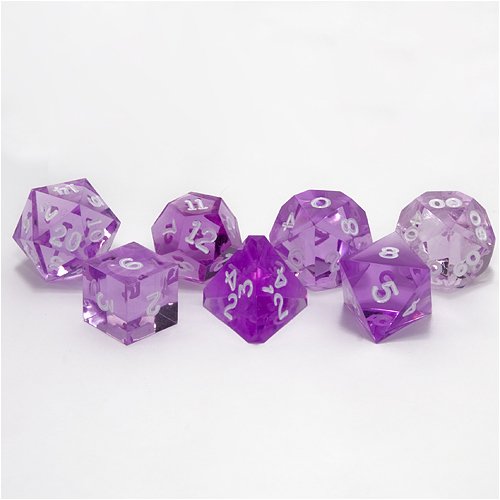 Childrens Toyshop  Toys : Amethyst (Purple) Polyhedral Precision-Edge 7-Dice Set, Hand-inked