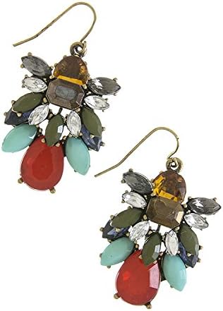 THE JEWEL RACK MULTI FAUX GEM EARRINGS (Red/Turquoise)